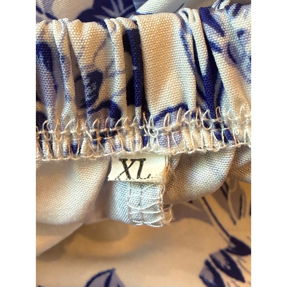Blue White Floral Medallion Spaghetti Strap Sundress XL Boho Coastal Summer - Picture 5 of 5
